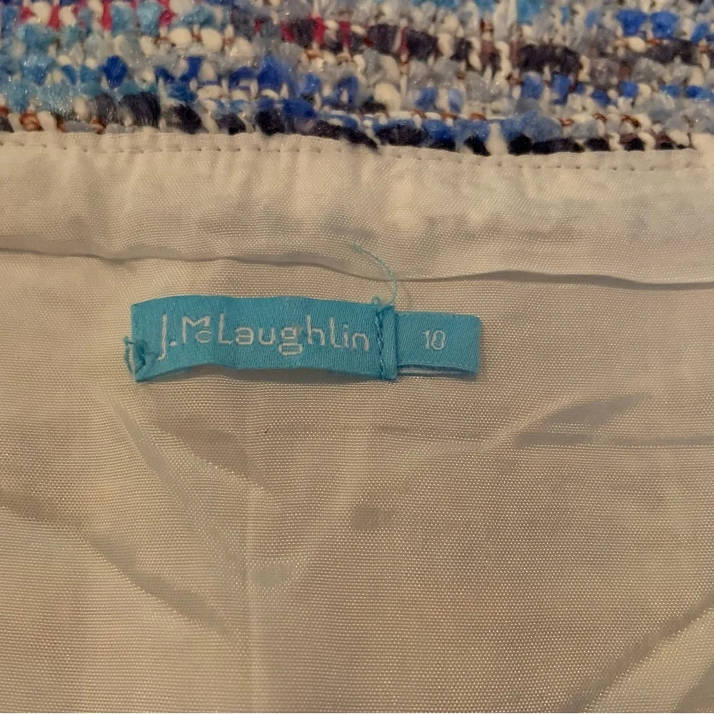 J. McLaughlin Classic Blue Tweed Pencil Skirt Side Zippered Women’s Size 10 - Picture 6 of 10